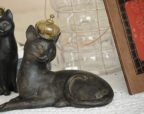 DT Dekofigur Figur Katze mit Krone Kater Katzenkönigin liegend Landhaus