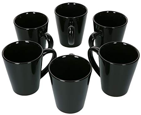 Van Well 6er Set Kaffeebecher Schwarz, 330 ml – Konische Kaffee Tassen Ø 9 cm, Moderne Becher für Kaffee, Tee, Cappuccino, Alltag & Gäste