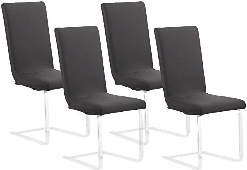 infactory Stuhl-Sitzbezüge: 4er-Set Stretch-Stuhlhusse mit Lehne, Oeko-TEX® Standard 100, schwarz (Stuhlabdeckung, Stuhlverkleidungen, hochwertige)