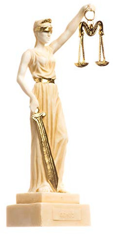 Griechische Göttin Themis Statue Gold Ton Blind Lady Justice Skulptur Rechtsanwalt 18 cm