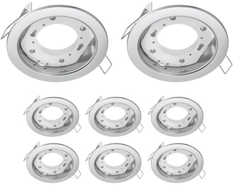 ledscom.de 8 Stück Deckeneinbauleuchte ZOBE, edelstahl matt, rund, 107mm Ø, 1x GX53 max. 25W