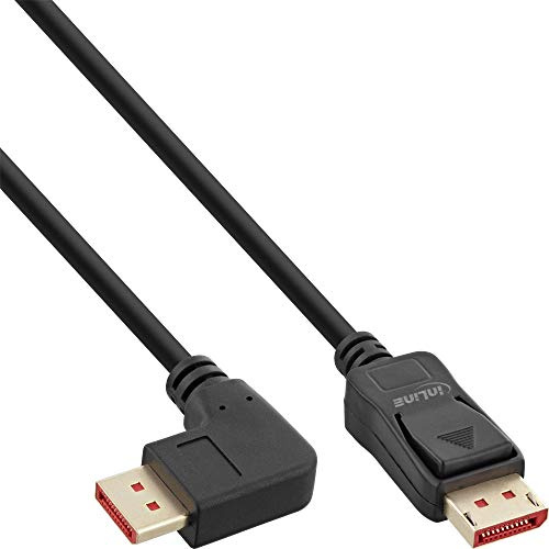 InLine® DisplayPort 1.4 kabel, 8K4K, vinklad till höger, svart/guld, 2 m