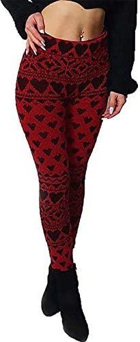 FAIRY TRENDZ LTD Kvinnors full längd stickade leggings damer jul vinter snö mode facncy byxor