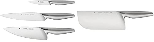 WMF Chef's Edition Messerset 3teilig & Chef's Edition Chinesisches Kochmesser 31,5 cm, Made in Germany, Messer geschmiedet, Performance Cut, Spezialklingenstahl, Holzbox, Klinge 20 cm