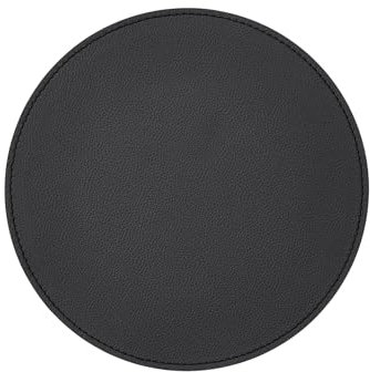 Eglooh - Apollo - Mauspad Rund aus echtem Leder Schwarz cm 23x23 - Mousepad für Schreibtisch und Büro, handwerkliche Nähte und Rutschfester Boden - Made in Italy