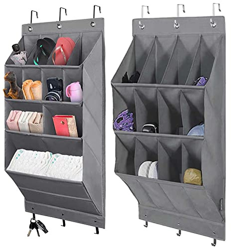 NELLHOMY Schuh-Organizer über der Tür, hängende Schuhaufbewahrung, Aufbewahrung verschiedener Fächer mit 6-Haken-Schuhaufbewahrungsregal für Schuhe, Wohnaccessoires usw (Large+Small)