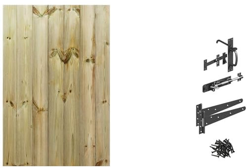 Bespoke Custom Made To Measure UPTO HEIGHT: 4ft (120cm High) Tongue & Groove Fully Framed Flat Top Pathway Garden Pedestrian Gate [Width Between 60CM to 75CM With Suffolk Latch Hinge Pack