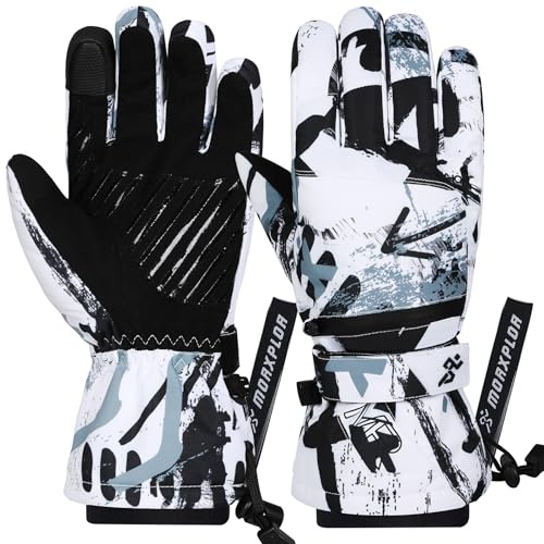 MORXPLOR Ski Snow Gloves for Men Women,3M Thinsulate Insulated Warm Winter Snowboard Windproof Winter Touchscreen Snowmobile Gloves for Cold Weather