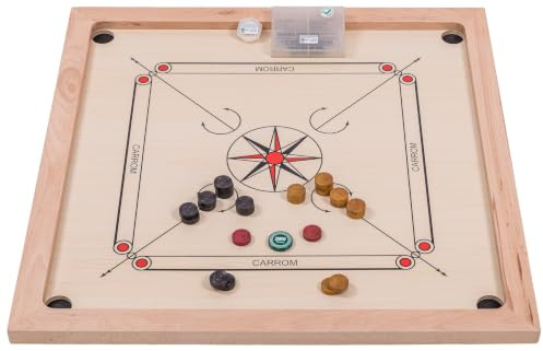 Square - Carrom Brett 840 Lux - Profesional Turnier Bret Spiel mit Steinen Striker - Carrom Board - 84 x 84 cm