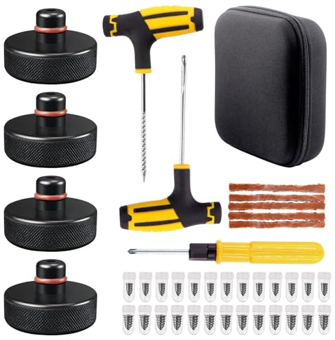 Swpeet 31Pcs Heben Jack Pad, 4PCS Gummi Jack Pad Adapter Jack Point Pad Pucks Werkzeug Chassis Stabiler Adapter mit Aufbewahrungsbox Auto Reifen Reparatur Tool Kit