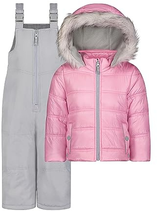 Jessica Simpson Two-Piece Girl's Heavyweight Snowsuit Set: Snow Bib & Puffer Ski Jacket Combo – Toddlers’ Essential Winter Wear (Lilac, 10-12)