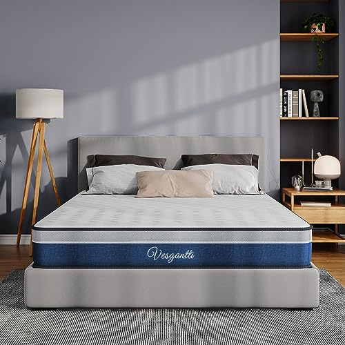 Vesgantti Tight Top Matelas 140x200cm, Épaisseur 22cm, Vague Matelas à Ressorts Ensachés 7 Zones Premium,Mousse A Mémoire Technologie Multi-Densité et Ressorts ensachés, Ergonomique Hypoallergénique