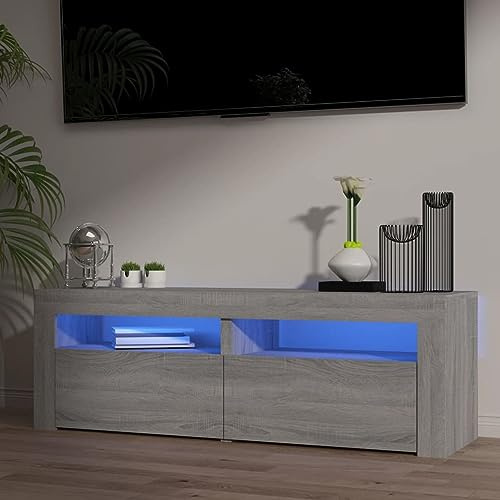 SECOLI Meuble TV bas à LED 120 cm avec éclairage LED Gris Sonoma Meuble TV LED 120 x 35 x 40 cm
