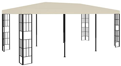 Gecheer Gazebo 3x3 m Crema,Gazebo da Esterno,Padiglione da Giardino,Tenda per Feste,Gazebo per Barbecue,Gazebo Pergola con Telo