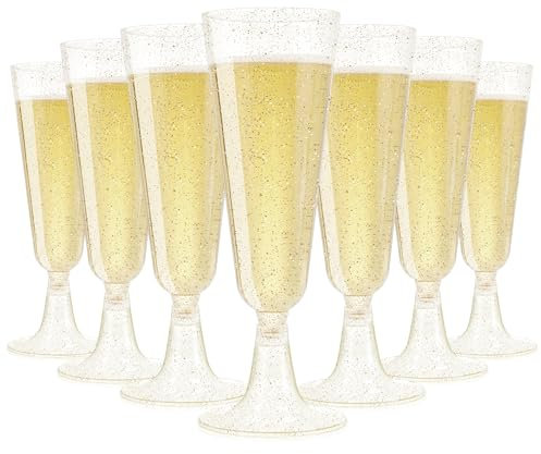 Champagne Flutes Plastic Champagne Glasses Disposable Glitter Mimosa Cups
