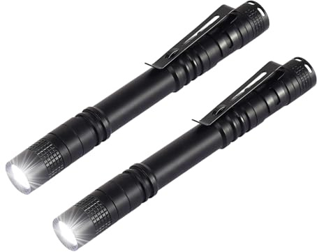 LIAISIMI 2 Stück Taschenlampe, 200 Lumens Mini LED Stiftlampe | 13cm Kleine Taschenlampe, IPX4 Stiftlampe, Mini Pen Light für Inspektion, Wandern, Haushalt, 2*AAA-Batterien(Nicht Enthalten)