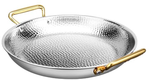 ANSNOW Padella per Paella Spagnola 10 Misure con Doppi Manici, Padella per Paella Spagnola Martellata a Mano in Acciaio Inossidabile 304 Antiaderente Pentole per Paella Di Pesce per Case o Ristorant