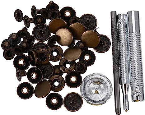 BELLIFFY 12sätze Teiliges Knopfverschlüsse Für Kleidung Hochwertige Druckknöpfe Für Leder Taschen Jeans Und -projekte Inklusive Werkzeug Und Aufbewahrungsbox Antikbronze