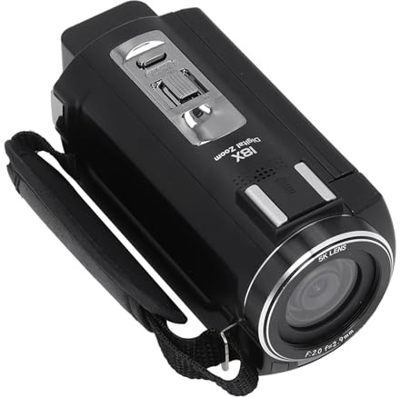 Videokamera Camcorder, 56 MP Digitale Videokamera mit 3 Zoll IPS Touchscreen mit 180 Grad Drehung, 18 facher Digitaler Zoom, Autofokus, Anti Shake Vlogging Kamera für Reisen