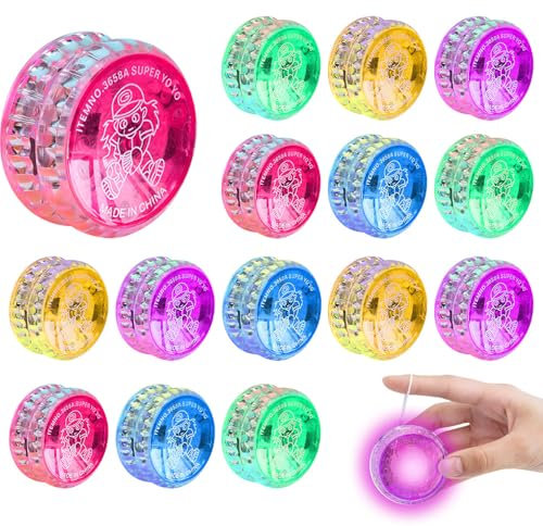 15 Stück LED Licht Jo-Jo, Kunststoff Responsive Yoyo, Leuchten Yoyos Für Kinder, Responsive Kugellager Jo-Jo für Geburtstag Party Gastgeschenk Mitgebsel Klassenzimmer Preise