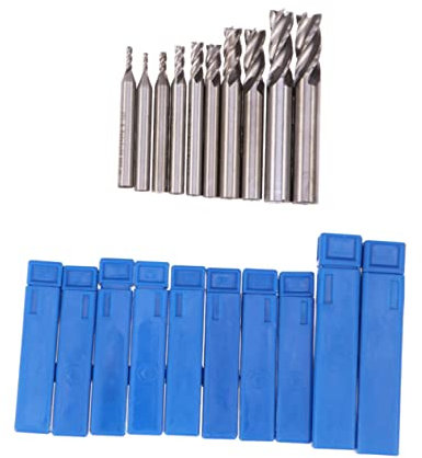 JECOMPRIS Jeu De 10 Fraises Cylindriques En Acier Rapide 4 Flûtes Manche Droit Fraise À Bout Carré Pour Fraiseuse Coupe Haute Vitesse Diamètres 2-10 Mm Bois Aluminium Acier