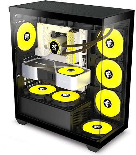 FOIFKIN F3 PC Gehäuse - Vorinstallierter 3 PWM ARGB-Lüfter, ATX Mid-Tower Gaming PC Gehäuse, 270° Panoramaglas mit Type-C (Schwarz, F3)