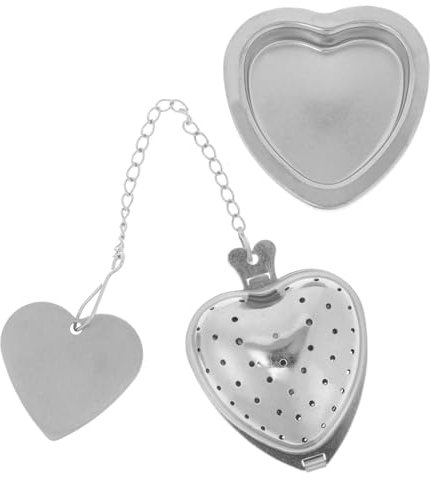 COLLBATH Stainless Steel Heart-Shaped Tea Strainer Reusable Tea Infuser for Holder Base Tray for Brewing