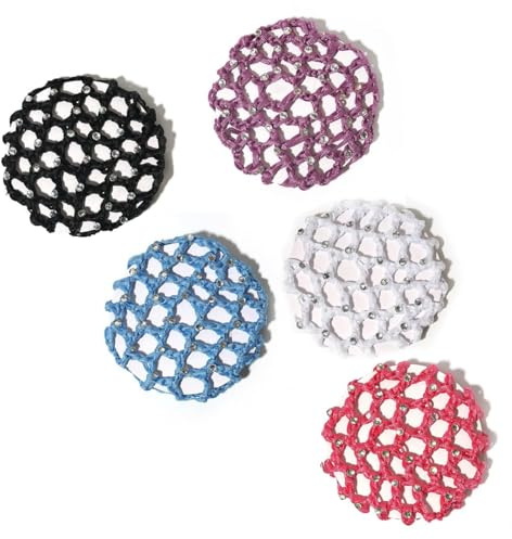 TSUOUKL 5 Pezzi, Retina per Capelli Chignon, Bambina con Perline, Ballet Bun Net, haarnetz, Accessori per i Capelli,con Strass
