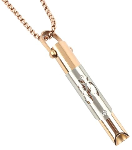 TamBee Collier de respiration Breathlace pour soulager le stress, sifflet d'anxiété pour soulager l'anxiété et la méditation, Rose Gold-Hanging Rings Style, Acier inoxydable