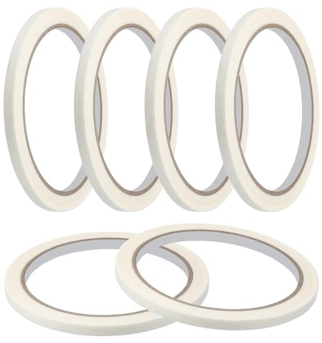 sourcing map Lot de 6 rubans de masquage adhésifs pour peinture - 5 mm x 20 m - Pour bricolage, artisanat, peinture murale, étiquetage, voiture, maison, bureau, décoration - Blanc