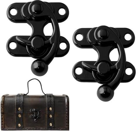 2 Stück Kistenverschluss,Klein Verschlusshaken Truhe,Verschluss Riegel,Haspe,Verschlüsse,Schatullenverschluss,Antike Vorhängeschloss Latch Hook Hasp Retro Verschluss für Holzkiste mit Schloss