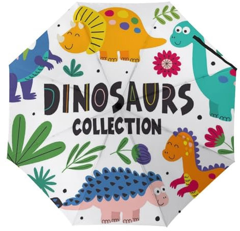 YBQLNP Kompakter Reise Regenschirm Dinosaurier Taschenschirm Automatisch Auf Und Zu Faltbarer Sonnenschirm