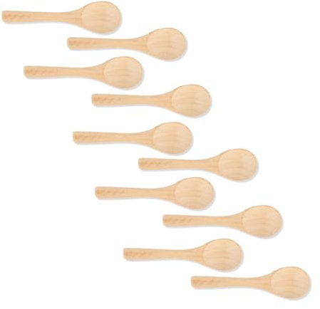 AMSLSIU Confezione da 10 piccoli cucchiai di legno Gadget da bar Per Miele Cucchiaino da cucina Condimenti per cucina Condimento Olio Caffè Marmellata, tipo 14