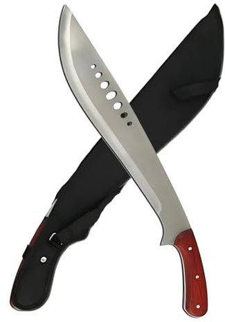 Snake Eye Machete with Heavy Duty Construction-Ergonomic Non-Slip Handle and Belt Sheath for Gardening, Land-Management, Bushcraft, Hunting and Outdoor (Brown & Silver)