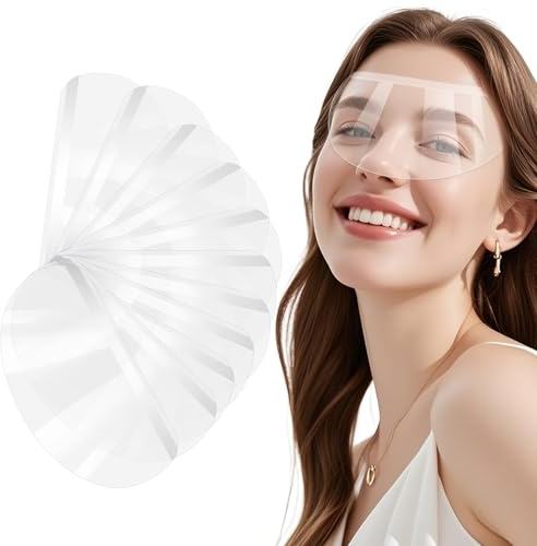 Protezione per Gli Occhi Usa e Getta in Plastica 50PCS Visiera Protezione per Il Viso Copertura del Viso da Parrucchiere Visiera di Viso Trasparente per Occhi da Doccia Trucco