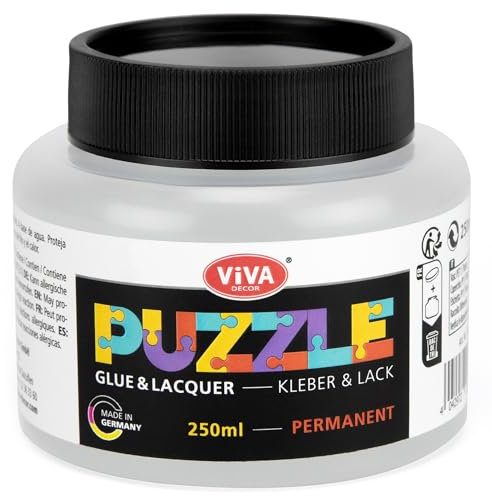 Bildershop-24 Viva Decor Puzzlekleber 250ml – Puzzle Kleber & Versiegelung in Einem – Transparent, schnelltrocknend, für Puzzles in verschiedenen Größen – Puzzle Fixierer für Kinder & Erwachsene