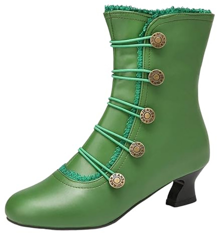 Generisch 2026 Botines Mujer - Botas de invierno para mujer con pantorrilla media, verde, 40 EU