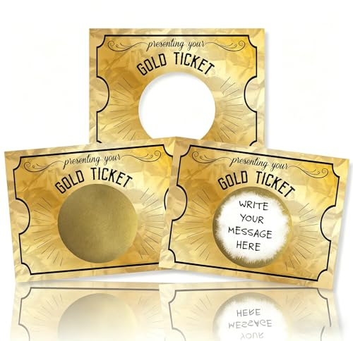 Rayakt 20Pcs Golden Ticket Scratch Off Cards, DIY Make Your Own Scratch Card Set, Customizable Gift Vouchers and Surprise Scratch to Reveal, for Birthday, Raffle, Party Favors, Anniversary