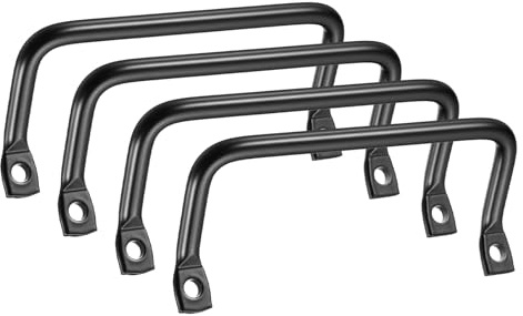 QUARKZMAN 4 Piezas De Asas Para Bandejas De Cubiertos Herrajes Negro | Asas De Bandeja De Metal De 5 Pulgadas, Para Muebles, Tiradores Para Bandejas De Frutas, Tiradores