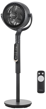Midea Ventilatore a Piantana 6 Pale Turbo FG18-26XRDSE(BL) Motore DC Silenzioso, 15 Velocità e 4 Modalità, Oscillazione 135°, Timer 24h, Altezza Regolabile 78–110 cm