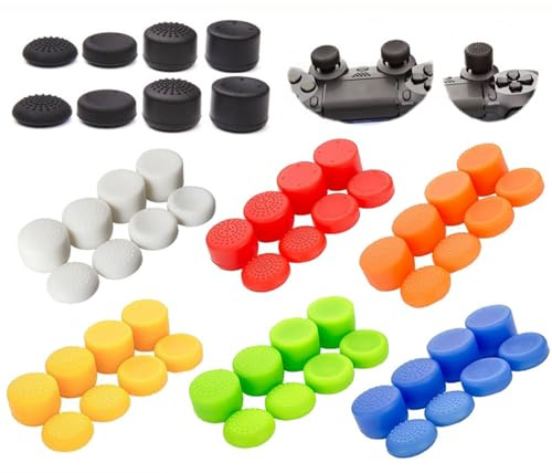 Ambertown Pack of 8 pcs Analog Controller Gamepad Raised Antislip Thumb Stick Grips Thumbsticks Joystick Cap Cover for PS5, PS4, PS3, Switch Pro, Xbox one, Xbox 360, Wii U, PS2 Controller (Yellow)