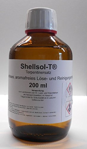 200 ml Shellsol T 10 Turpentine Substitute, Unscented, Aromafreies Solvent and Brush Cleaner ISO Aliphaten Hydrocarbon