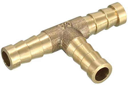 sourcing map T-Schlauchverbinder Messing Verbindungsstück Widerhaken Schlauch T Stück 3 Wege Steckverbindung Verbinder Schlauchverlängerung 8mm