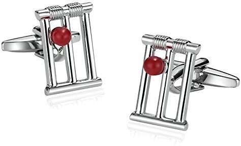 Beydodo 1 Paar Edelstahl Hochzeit Manschettenknöpfe Hohl Rechteck Bead Silber Rot Hemd Manschettenknopf