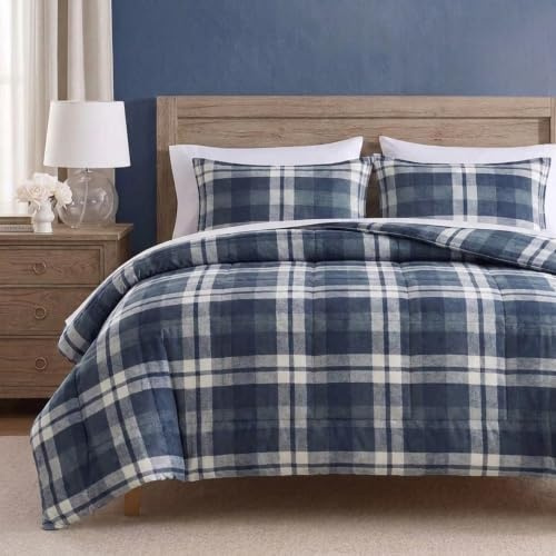 Nautica - Twin/Twin XL Comforter Set, Reversible Bedding with Matching Sham, Microsuede with Sherpa Reverse, Dorm Essentials, Oek-Tex Certified (Crossview Navy)