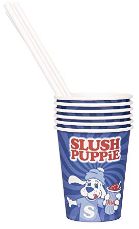 Slush Puppie Pack of 20 Paper Cups & Paper Straws