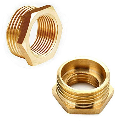 Brass Tap Connector, 1 (32MM) Male to 1/2 (20MM) Female Thread BSP Connector, Hex Bushing Reducer Adapter for BPS Garden Water Pipes (Pack of 2PCS)