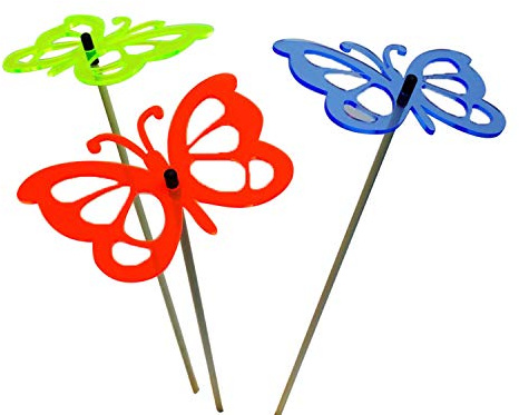 Sun Catcher Garden Decor 3er Set Schmetterling Sonnenfänger Garten Stecker Statuen 75cm hohe Dekoration für Garten, Balkon oder Terrasse, Farbe:rot/gelb/Blue