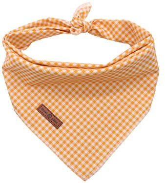 lionet paws Hunde Bandana Kopftücher Hundehalstuch Dreieckstuch, Gelb&Weiß kariert, L