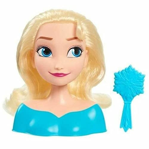 Disney Frozen Frisierkopf ELSA Mini 14cm mit Haarbürste für Styling-Spaß, ab 3 Jahren, Just Play